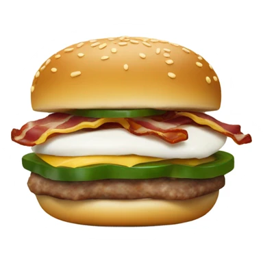 Hamburger with mozzarella cheese, jalapeños and bacon and sticker