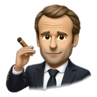 macron with a cigar sticker