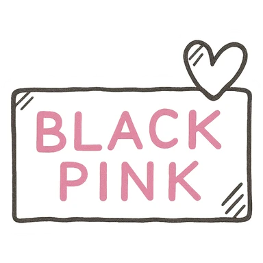 BLACKPINK-inspired object, black and pink colors, sketchy and artistic hand-drawn icon sticker