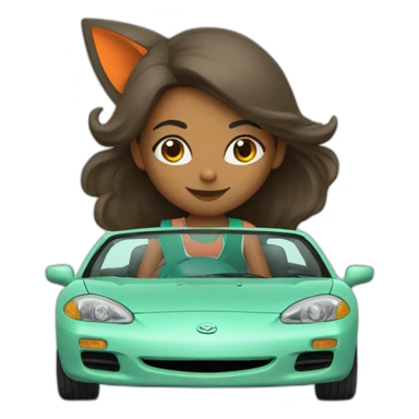 girl with fox years driving a mint mazda sticker