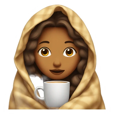girl inside a blanket sipping coffee eyes closed sticker