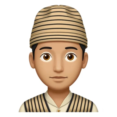 man wearing a Nepali Dhaka topi with stripes and design on it sticker