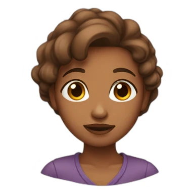 brown blushing girl looking down sticker