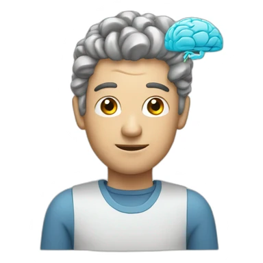man with digital brain sticker