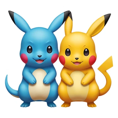 2 friendly pokemans helping each other  sticker