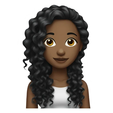 pretty black girl with long curly black hair  sticker
