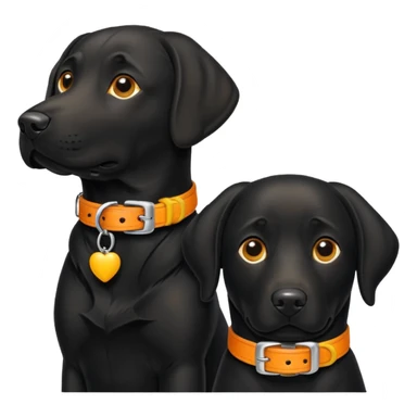2 black labradors yellow and orange dog collar sticker