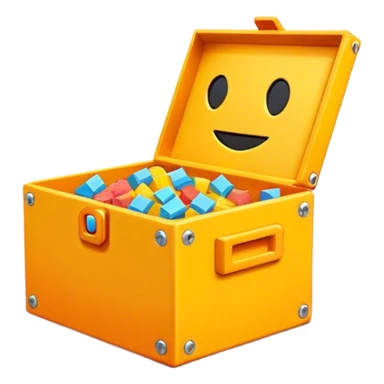 Clash of Clans aesthetic: Cinematic Playful Pixel 3D loot crate Emoji, rendered in a 3D vector-style similar to standard emojis with minimal shading and bold, simplified shapes. A compact, distinct form with signature details, softly glowing with a pixelated adventure charm. Simplified yet unmistakably iconic, highly detailed and consistent, glowing with a soft radiance and high shine. Stylized with a touch of classic pixel-art charm and a soft glowing outline, capturing the essence of a beloved gaming relic with a friendly, playful manner! sticker