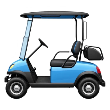 Electric blue golf cart with black seat and top sticker
