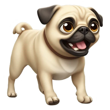 Pug running away sticker