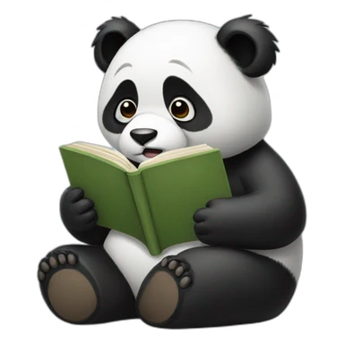 sad panda reading a book sticker