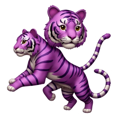 purple furred tiger with burgundy stripes jumping sticker