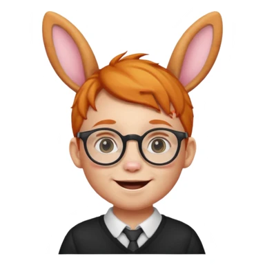 bunny ear wearing ginger small kid spectacled sticker