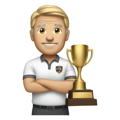 Football coach with trophy sticker