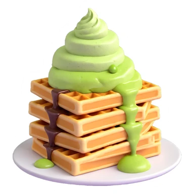 matcha ice cream on a stack of waffles sticker
