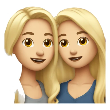 Lesbian couple with a tall blonde woman with long straight hair kissing short woman with brunette wavy hair sticker