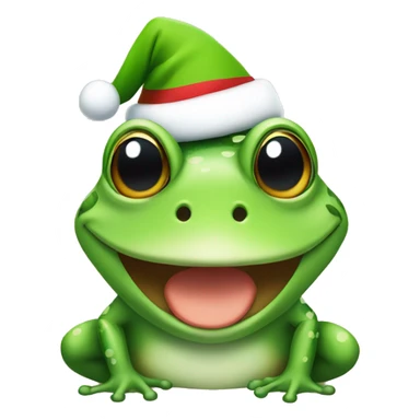 Happy frog wearing a christmas hat sticker