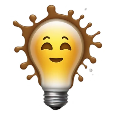 light bulb icon, with coffee splashes around sticker