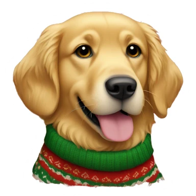 Golden Retriever wearing a Christmas sweater sticker