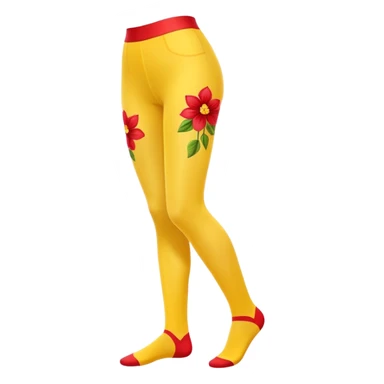 yellow tights decorated with red flowers, clean and bold sticker