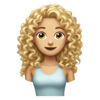 blonde curly girl at the side her friend brune sticker