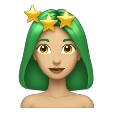 Green women holding three gold stars above head sticker