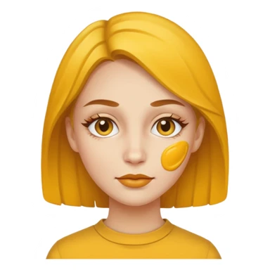 Female with mustard sticker