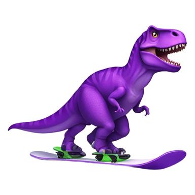 Purple T. rex on a snow board  sticker