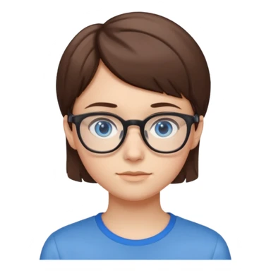 adolescent taille moyenne corpulence maigre cheveux chatain court yeux bleus lunettes sticker