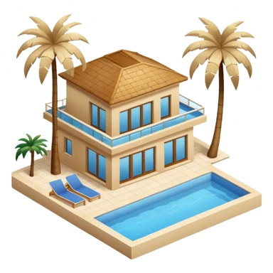 light beige luxury villa with palm trees and swimming pool sticker