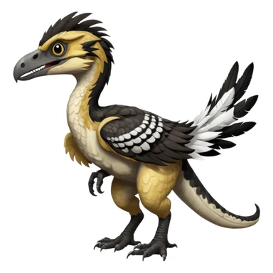 Utahraptor with a lot of feathers and white and black sticker
