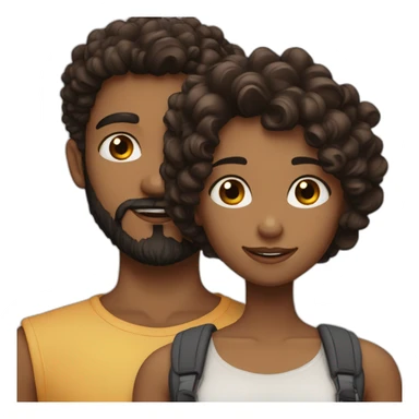 girl with curly long brown hair and her boyfrind with blaack beard sticker