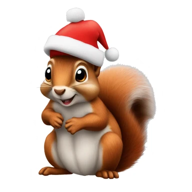 Squirrel with a Christmas hat sticker