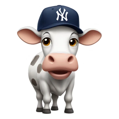 Cow with a New York Yankees hat on sticker