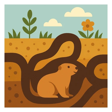 Flat design style Prairie dog under ground sticker