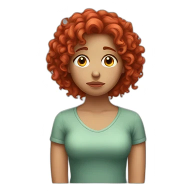 female with red curly hair feeling sad sticker
