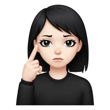 Sad emo with middle finger sticker