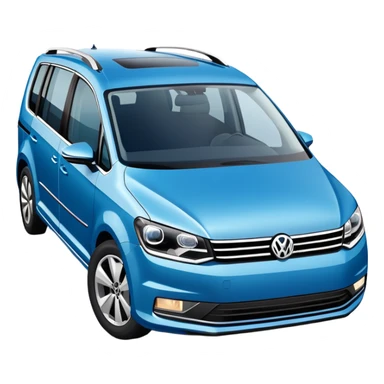 Blue Volkswagen Touran minivan from front angle sticker