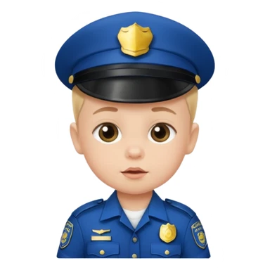 baby in police dress without cap sticker