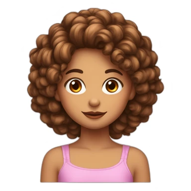 Fille cheveux bouclés foncés qui arrivent aux épaules front un peu grand yeux marron sticker