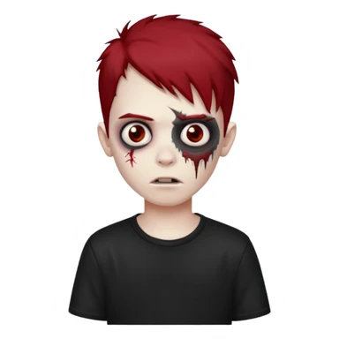 boy zombie with red and black hair  hair emo dark brown eyes and the hair With blackshirt  sticker