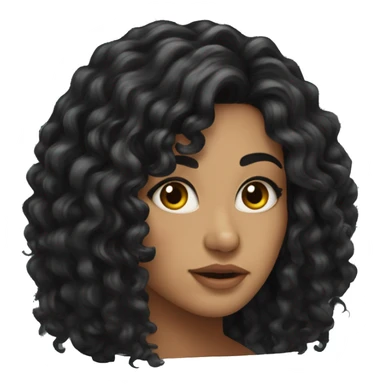 Head, Tan skin woman, thick long curly black hair , dark eyes sticker