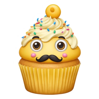 big mustached yellow cupcake big eyes sticker