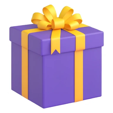 gift box, purple with yellow ribbon sticker