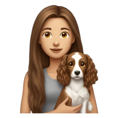 Girl with long brown hair and little griffin dog sticker
