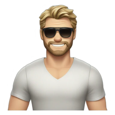 Chris Hemsworth smiling with sunglasses sticker