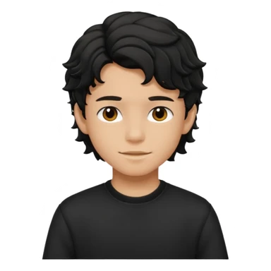 Menino de 15 anos de cabelo preto ondulado e de roupa preta sticker