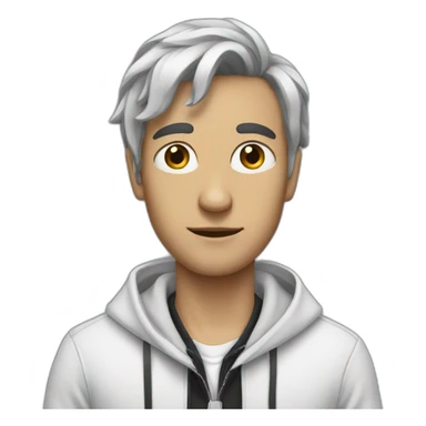 A tall Person with ties hair and wears white and blackhoodie sticker