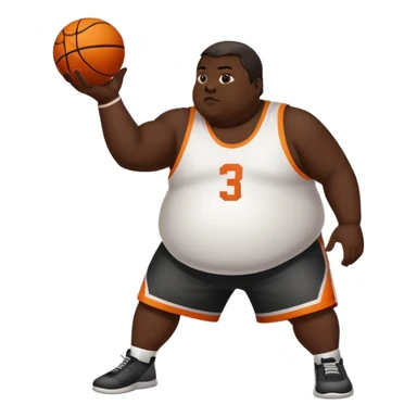 Fat guy shooting hoops sticker