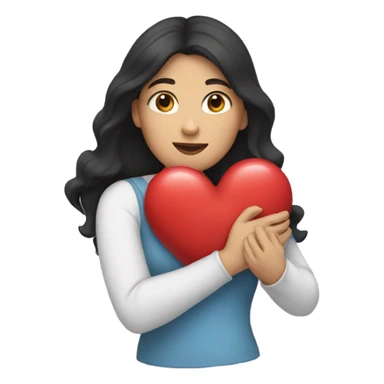 heart hugging heart woman with dark hair sticker